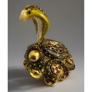 Green Snake On Coins Trinket Box Austrian Crystals Hand Made Swarovski Crystal
